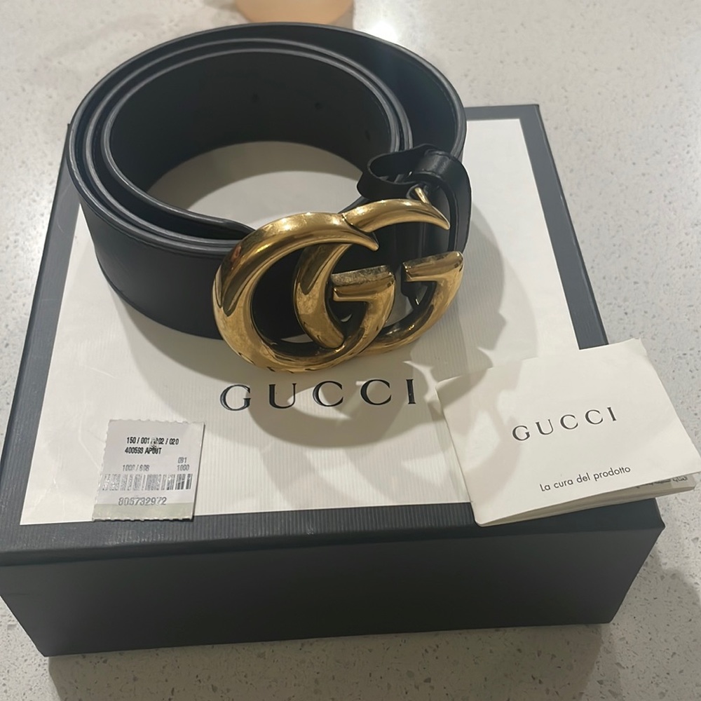 2015 RE-EDITION WIDE LEATHER GUCCI BELT SIZE 5/6